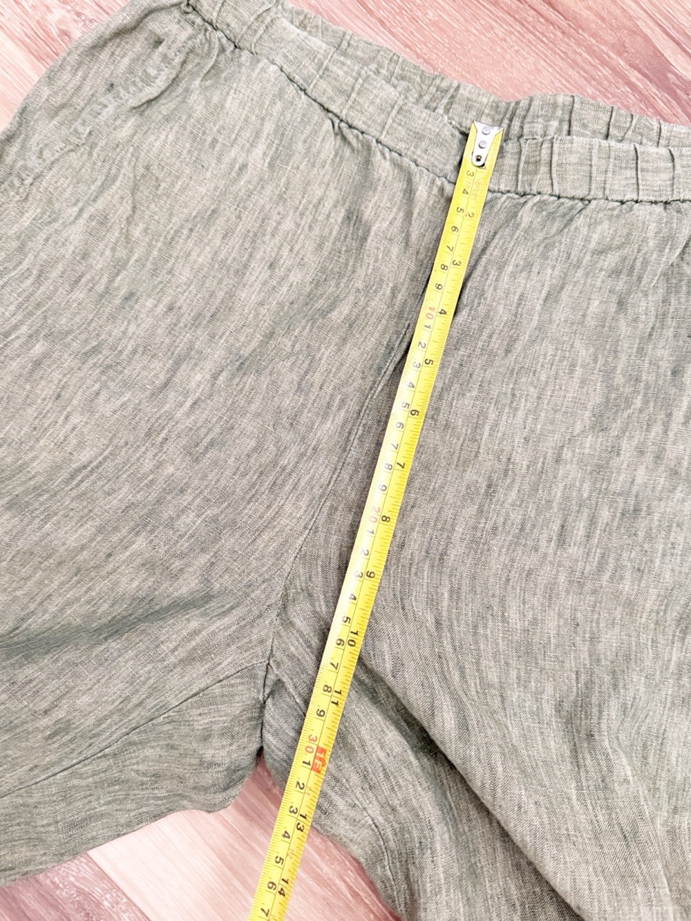 Organic Linen Casual Olive Green Linen-Blend Capri Pants - Picture 5 of 12